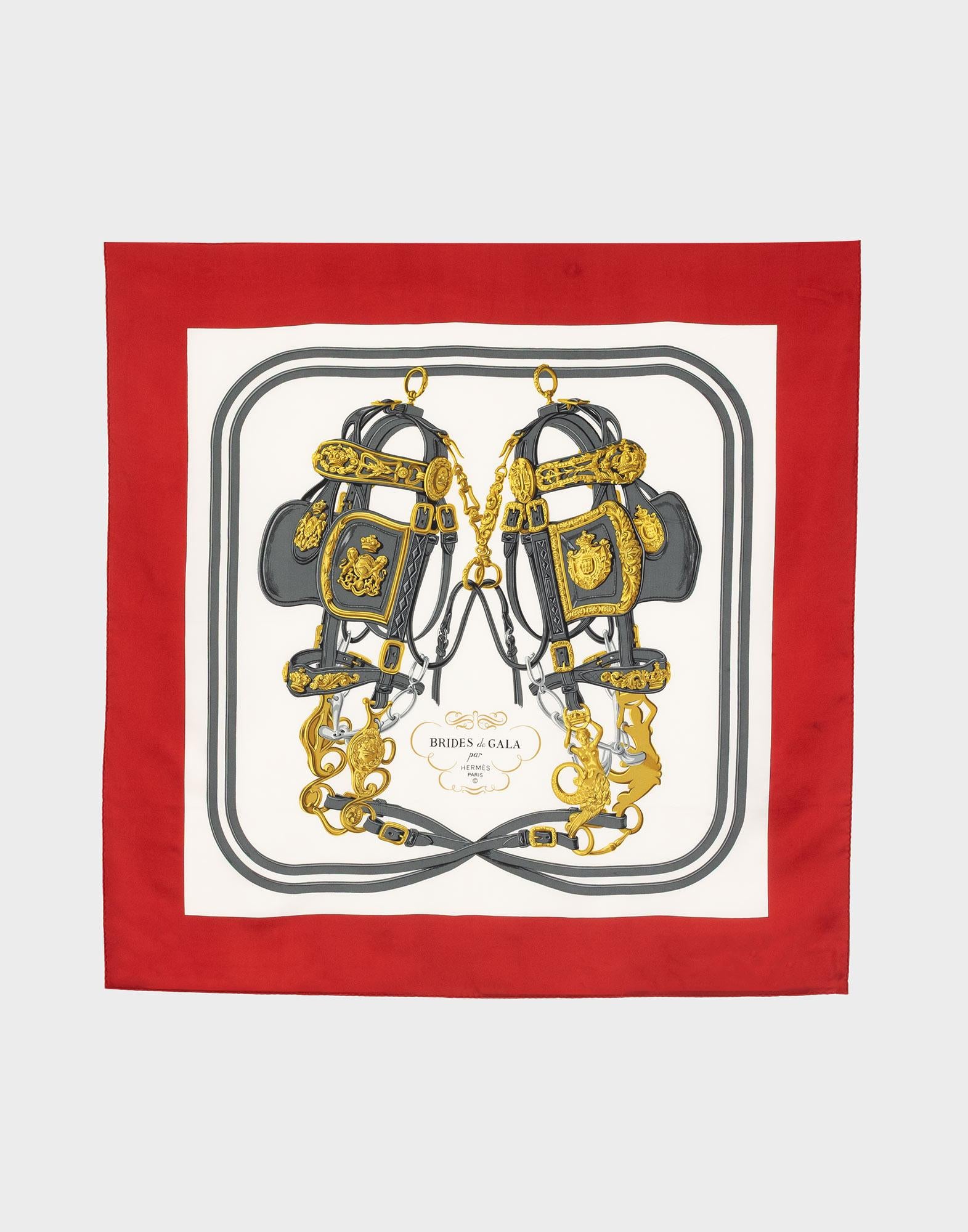 Hermes - Red 'Brides de Gala' Scarf from the 1990s – Millesime Vintage