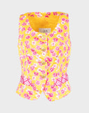 Gai Mattiolo - Panciotto giallo con fiori fucsia 