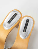 Studio Pollini - Zoccoli in legno con tela argento 