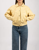Giubbotto bomber in pelle beige - 80/90