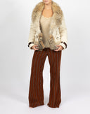 Giubbotto beige con pelliccia - Y2K