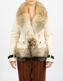 Giubbotto beige con pelliccia - Y2K
