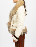 Giubbotto beige con pelliccia - Y2K