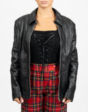 Black leather zip-up jacket - Y2K