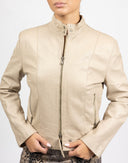 Giubbotto beige in pelle - Y2K