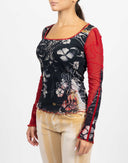 Y2K mesh floral T-shirt