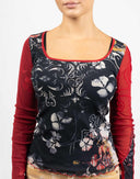Y2K mesh floral T-shirt