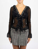Black mesh t-shirt with studs - Y2K