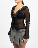 Black mesh t-shirt with studs - Y2K