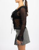 Black mesh t-shirt with studs - Y2K