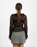 Black mesh t-shirt with studs - Y2K