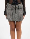 Grey pleated tweed miniskirt - Y2K