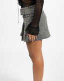 Grey pleated tweed miniskirt - Y2K