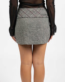Grey pleated tweed miniskirt - Y2K
