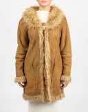 Women's brown shearling coat - Y2K