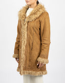 Women's brown shearling coat - Y2K