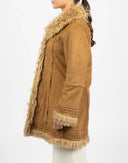 Women's brown shearling coat - Y2K