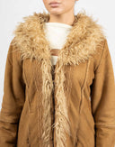 Women's brown shearling coat - Y2K
