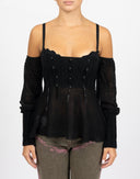 Top nero in lana scollo a barca - Y2K