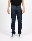 Jeans Evisu blu denim con fiamme
