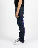 Jeans Evisu blu denim con fiamme