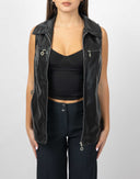 Gilet nero in pelle - Y2K