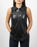 Gilet nero in pelle - Y2K