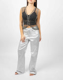 Gilet con perline nere e argento - Y2K