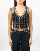 Gilet con perline nere e argento - Y2K