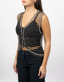 Gilet con perline nere e argento - Y2K