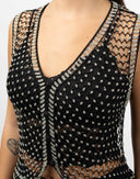 Gilet con perline nere e argento - Y2K