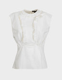 Louis Vuitton - Top bianco anni 2000 in cotone con ruches 