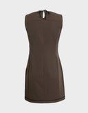 Max Mara - Vestito marrone con dettaglio nero anni 2000 