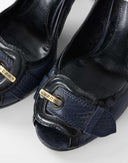 Fendi - Decollete peep-toe blu in pelle 