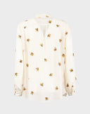 Pancaldi - Camicia beige in seta fantasia floreale 