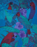Christian Dior - Foulard tropicale blu anni '80 