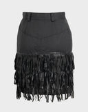 Gonna grigia con frange in pelle CD-17-ART002603 Blumarine