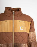 Giubbotto bomber in denim e pelle 