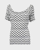 T-shirt anni 2000 bianca e nera a zig zag 