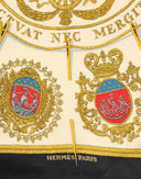 Hermes - Foulard 'Les Armes de Paris' nero anni '90 
