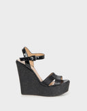 Emporio Armani - Sandali con zeppa neri in pelle anni 2000 