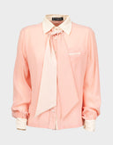 Camicia romantica rosa in seta 