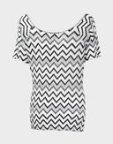 T-shirt anni 2000 bianca e nera a zig zag 