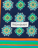 Yves Saint Laurent - Foulard in 100% seta blu a fiori 