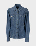 Camicia di jeans con bottoni logati 