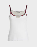 Gucci - Top bianco con bordi multicolore 