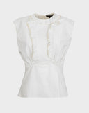 Louis Vuitton - Top bianco anni 2000 in cotone con ruches 