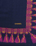 Chanel - Foulard in seta jacquard blu anni '90 