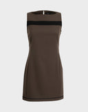 Max Mara - Vestito marrone con dettaglio nero anni 2000 