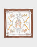 Hermes - Foulard marrone 'Equipages' in seta 